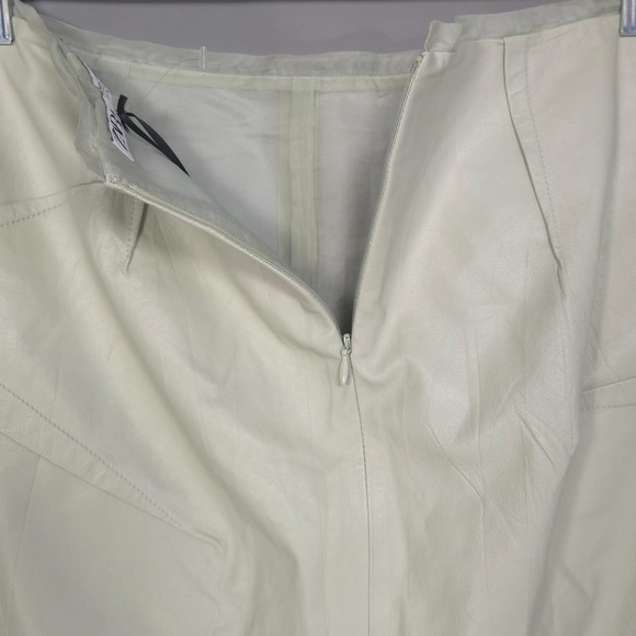 ZARA New Size S 100% REAL SHEEP‎ LEATHER Skirt Limited Edition SILK Light Green - Picture 11 of 16